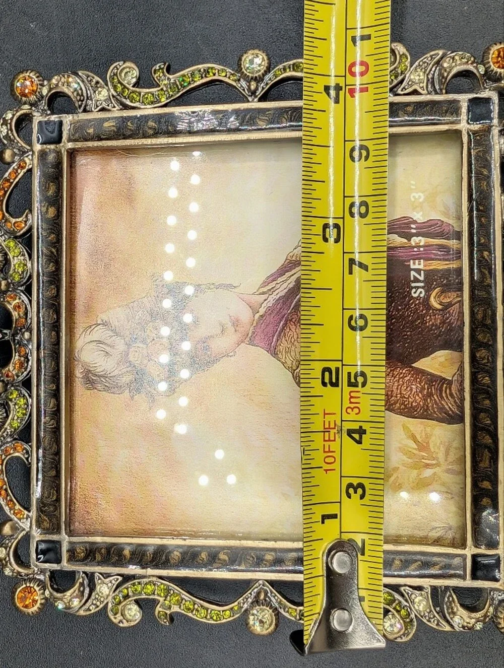 Tizo Italy Small Photo Frame, Antique Brass With Crystals, 3 X 3